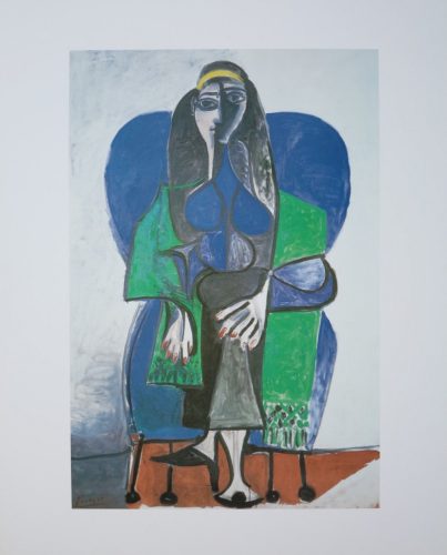 Pablo Picasso, Sitting woman with green scarf, Poszter, 60x80cm
