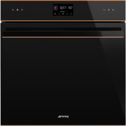   SMEG PIROLITIKUS HŐLÉGKEVERÉSES SÜTŐ, Dolce Stil Novo design, Galileo, 60 cm, ES LCD, fekete üveg, réz dísz